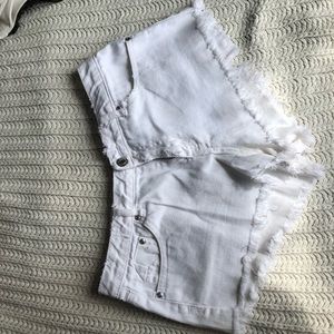 White jean shorts